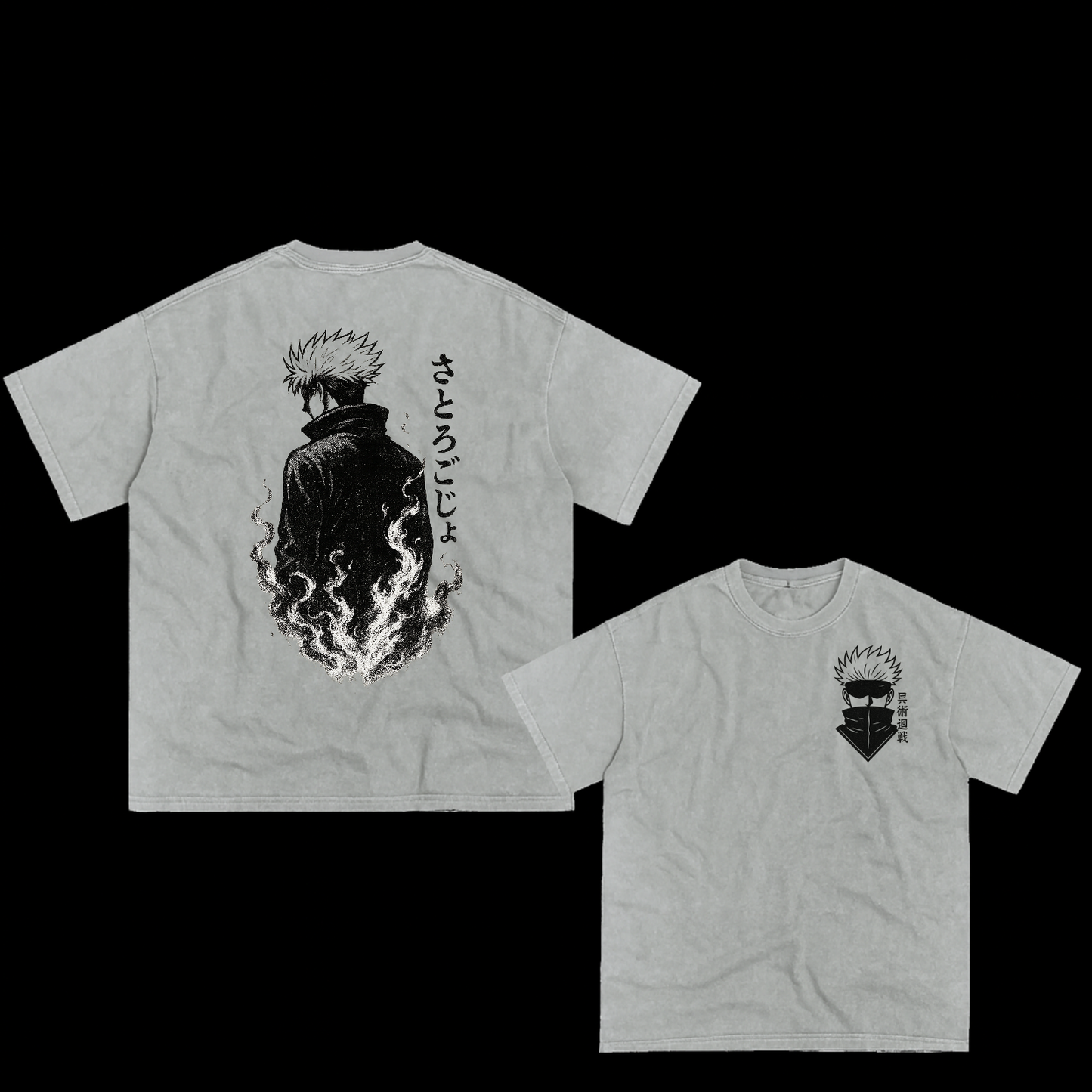 Gojo ghost oversized tee - Grey